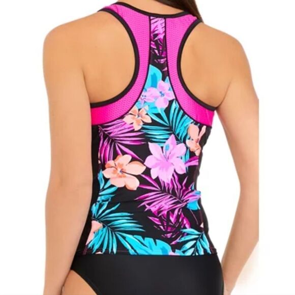 ZeroXposur Plumeria Scuba Tankini Top & ZeroXposur solid Shaper Black bottom S - Picture 5 of 14